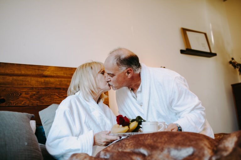 a old couple Kissing to each other