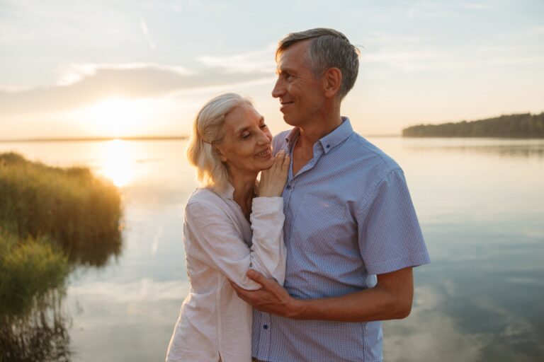 a old couple hugging to each other